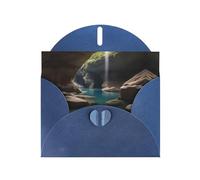 Hidden underground river print Blue Pearlescent Paper Holiday Card with Envelope. Suitable for birthday wishes wedding congratulations and condolences.