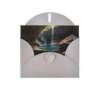 Hidden underground river print Gray Pearlescent Paper Holiday Card with Envelope. Suitable for birthday wishes wedding congratulations and condolences.