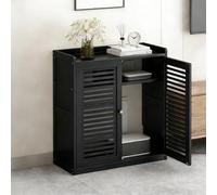 Hidden WiFi Router Cabinet with Adjustable Shelves Large ty Storage Box for Cables & Power Strips Ventilated Design for Home & Office (Black 59 x 25 x 67cm)