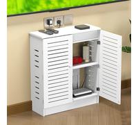 Hidden WiFi Router Storage Cabinet - Floor Standing Modem Box with Ventilation, Stylish Organizer for Home & Office, Concealed Storage Solution for Networking Equipment