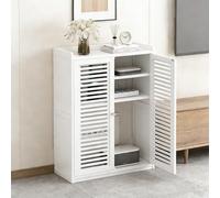 Hidden WiFi Router Storage Cabinet with Adjustable Shelves Large ty for Cables & Power Strips Ventilated Design for Home & Office White (59x25x82cm)