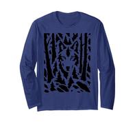 Hidden Wolf in Forest Optical Illusion Long Sleeve T-Shirt
