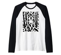 Hidden Wolf in Forest Optical Illusion Raglan Baseball Tee