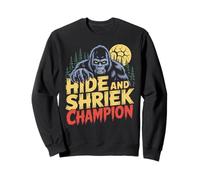 Hide and Shriek Champion Bigfoot Forest Night Halloween Sweatshirt
