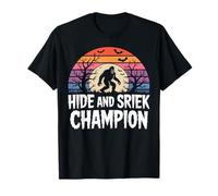 Hide and Shriek Champion Bigfoot Forest Night Halloween T-Shirt