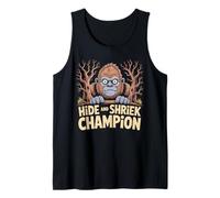 Hide and Shriek Champion Bigfoot Forest Night Halloween Tank Top