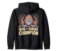 Hide and Shriek Champion Bigfoot Forest Night Halloween Zip Hoodie