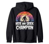 Hide and Shriek Champion Bigfoot Forest Night Halloween Zip Hoodie