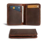 Hide & Drink, Bifold Wallet, Slim Card Holder, Minimalist Traveler Wallet, Vintage Front Pocket Wallet, Full Grain Leather, Handmade, Bourbon Brown, CA1621, Classic