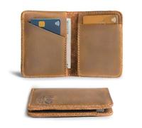 Hide & Drink, Bifold Wallet, Slim Card Holder, Minimalist Traveler Wallet, Vintage Front Pocket Wallet, Full Grain Leather, Handmade, Single Malt Mahogany, Classic