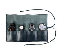 Hide & Drink Durable Leather Travel Watch Roll Organizer Holds Up to 4 Watches Handmade Blue Suede