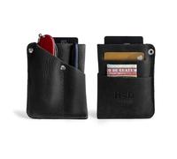 Hide & Drink, Front Pocket Wallet Handmade from Full Grain Leather - Multi-tool Pouch, Card Holder, Money Organizer, Travel Accessories, Charcoal Black, Vintage