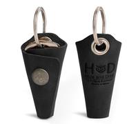 Hide & Drink Full Grain Leather Wrap Keychain, Organizer Snap Closure, Key Ring Cover, Silencer Sleeve Key Holder for Men, Charcoal Black, One Size