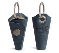 Hide & Drink Full Grain Leather Wrap Keychain, Organizer Snap Closure, Key Ring Cover, Silencer Sleeve Key Holder for Men, Slate Blue, One Size