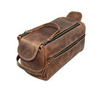 Hide & Drink, Leather Toiletry Bag w/ Handles, Hygiene Organizer, Travel Dopp, Bathroom, Shaving, Storage, Travel & Grooming Essentials, Handmade Includes 101 Year Warranty, Unique, Vintage