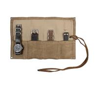Hide & Drink Light Weight Waxed Canvas Travel Watch Roll Organizer Holds Up to 4 Watches Handmade Army Fatigue