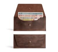 Hide & Drink, Long Utility Pouch Handmade from Full Grain Leather, Stylish Wallet for Carrying and Storing Cash, Coins, Cards, Bourbon Brown, Classic Pouch