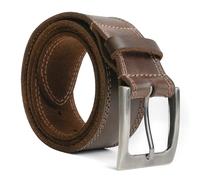 Hide & Drink Men's Two Row Stitch Thick Leather Belt Size 36 Handmade Bourbon Brown
