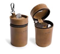 Hide & Drink, Money Box, Piggy Bank Bucket, Zippered Pouch, Cash Organizer, Coin Case, Full Grain Leather, Handmade (Single Malt Mahogany)