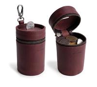 Hide & Drink, Money Box, Piggy Bank Bucket, Zippered Pouch, Cash Organizer, Coin Case, Full Grain Leather, Handmade, Sangria, Unique, Classic