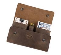 Hide & Drink, Playing Cards Case Handmade from Full Grain Leather - Deck & Dice Protector, Card Bag for Travel, Organize and Store for Poker Games, Minimalist Style - Bourbon Brown