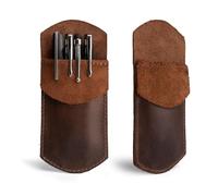 Hide & Drink, Pocket Protector, Pencil Pouch, Pen Holder for Shirt Pockets, Lab Coats, Backpacks, Office & Work Essentials, Full Grain Leather, Handmade, Brown, 6.25 inches Long, 2.5 inches Wide, 0.5