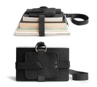 Hide & Drink, Rustic Adjustable Book Strap Leather Shoulder Carrier Reader Essentials Student Gift Handmade, Dark Grey Black, S, Rustic