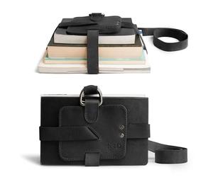 Hide & Drink, Rustic Adjustable Book Strap Leather Shoulder Carrier Reader Essentials Student Gift Handmade, Dark Grey Black, S, Rustic