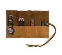 Hide & Drink Soft Leather Travel Watch Roll Organizer Holds Up To 4 Watches Handmade Toffee Suede