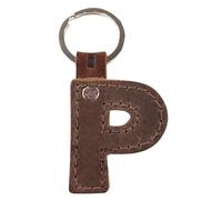 Hide & Drink Thick Leather Alphabet Letter Keychains Handmade Bourbon Brown (P)