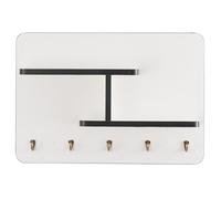Hide Electrical Panel Cover, 0.7in Thick Wood, Wall Mounted Access Panel with Shelves Hooks, 66lbs Load for Entryway Living(White,60x40cm/24x16in)