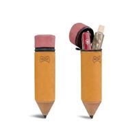 Hide & Play, Pencil-Shaped Pouch, Leather Bag for Accessories, Earphone Case, Charger Cable Holder, Change Bag, Zippered Pencil Case, Pouches for Cash, Tiny Travel Carrier, Handmade, Old Tobacco