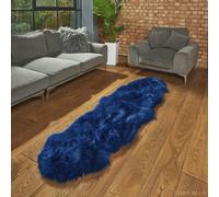 Hide Rugs British Double Sheepskin Rug Navy Blue - Blue - Double