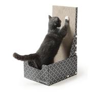 Hide & Scratch Cardboard Cat Scratcher Box & Bed - Dark Grey Diamond (Vertical L-Shaped) | Double-Sided Corrugated Pad for Indoor Cats | Refillable Scratching Board Toy for Play & Furniture Protection