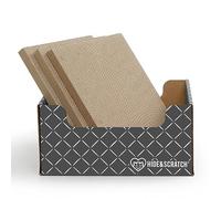 HIDE & SCRATCH Cat Scratcher Box and Bed with Refillable Double-Sided Cardboard Cat Scratching Board (40 x 33cm) - Value Pack (1 Box + 3 Boards)