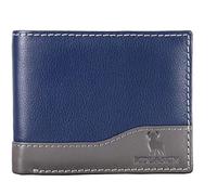 HIDE & SKIN Mens RFID Blocking Slim Wallet with 10 Cards, 2 Coin Compartments, 1 Coin Pocket & Secure Zipper Closure (Navy & Grey), Navy Blue, Navy blue and grey