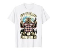 Hide The Snacks Alpha Dad is Here Funny Bear Daddy Value Graphic T-Shirt, Men, White, S