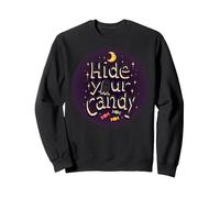 Hide Your Candy Spooky Halloween Ghost Moon Stars Sweatshirt, Adult Unisex, Black, M