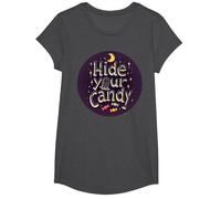 Hide Your Candy Spooky Halloween Ghost Moon Stars T-Shirt, Girls, Dark Heather Grey, Small