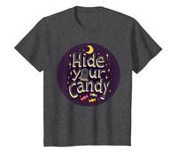 Hide Your Candy Spooky Halloween Ghost Moon Stars T-Shirt, Kids, Dark Heather Grey, 12 Years