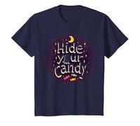 Hide Your Candy Spooky Halloween Ghost Moon Stars T-Shirt, Kids, Navy, 3 Years