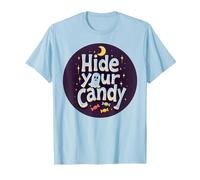 Hide Your Candy Spooky Halloween Ghost Moon Stars T-Shirt, Men, Baby Blue, L
