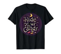 Hide Your Candy Spooky Halloween Ghost Moon Stars T-Shirt, Men, Black, S