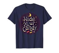 Hide Your Candy Spooky Halloween Ghost Moon Stars T-Shirt, Men, Navy, S