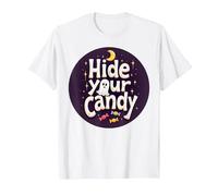 Hide Your Candy Spooky Halloween Ghost Moon Stars T-Shirt, Men, White, M