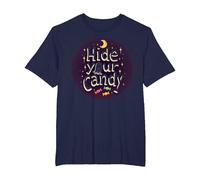 Hide Your Candy Spooky Halloween Ghost Moon Stars T-Shirt, Men's Big and Tall, Navy, 3X Tall