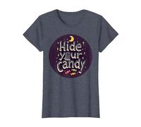Hide Your Candy Spooky Halloween Ghost Moon Stars T-Shirt, Women, Heather Blue, XL