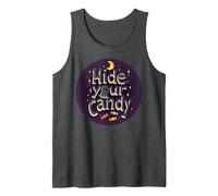 Hide Your Candy Spooky Halloween Ghost Moon Stars Tank Top, Men, Dark Heather Grey, L