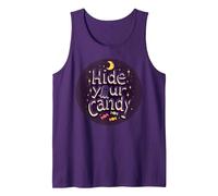 Hide Your Candy Spooky Halloween Ghost Moon Stars Tank Top, Men, Purple, XL