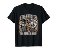 Hide Your Feet The Alpha's Here Funny Gen Z Meme Brainrot Value Graphic T-Shirt, Men, Black, M